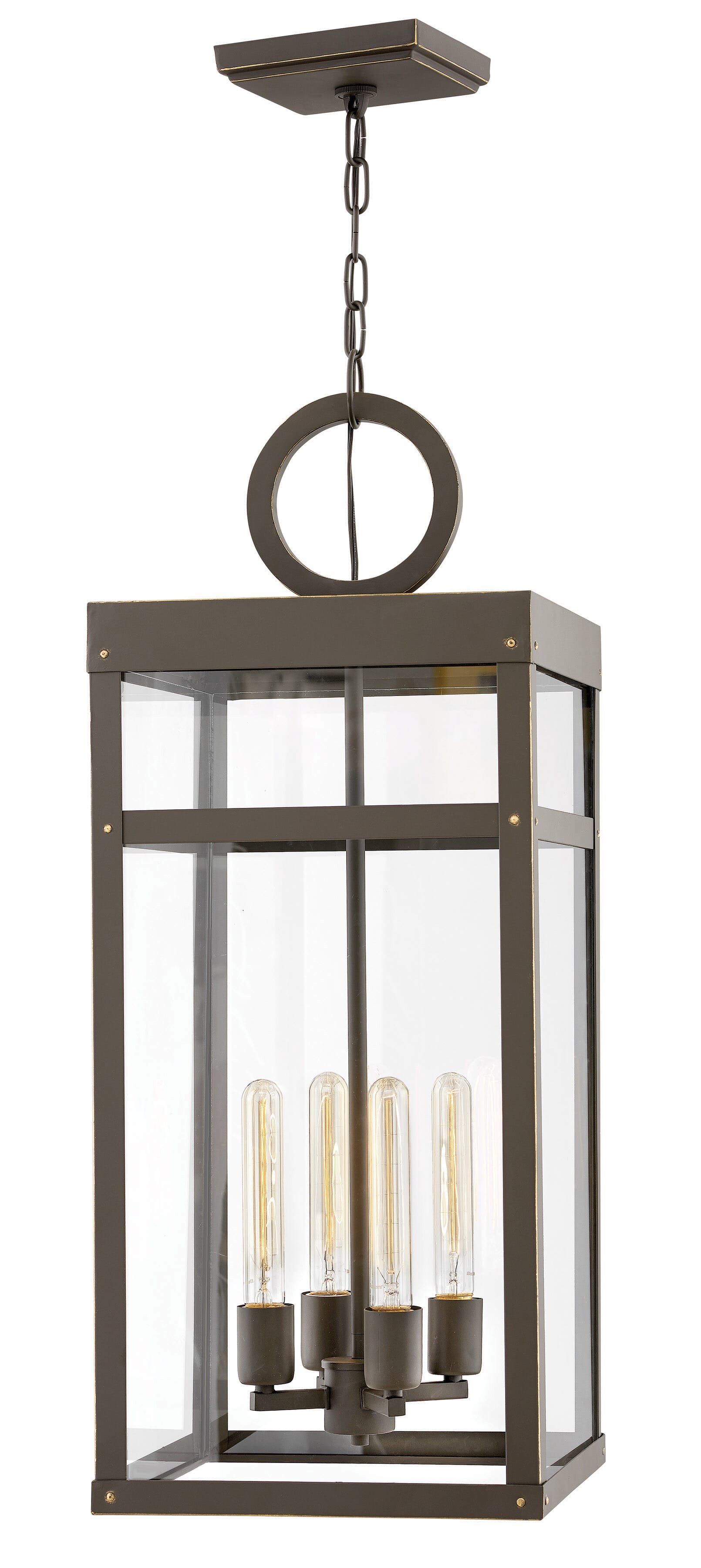 Hinkley Porter by Lisa McDennon Iron 4-Light Outdoor Hanging Lantern in Oil Rubbed Bronze