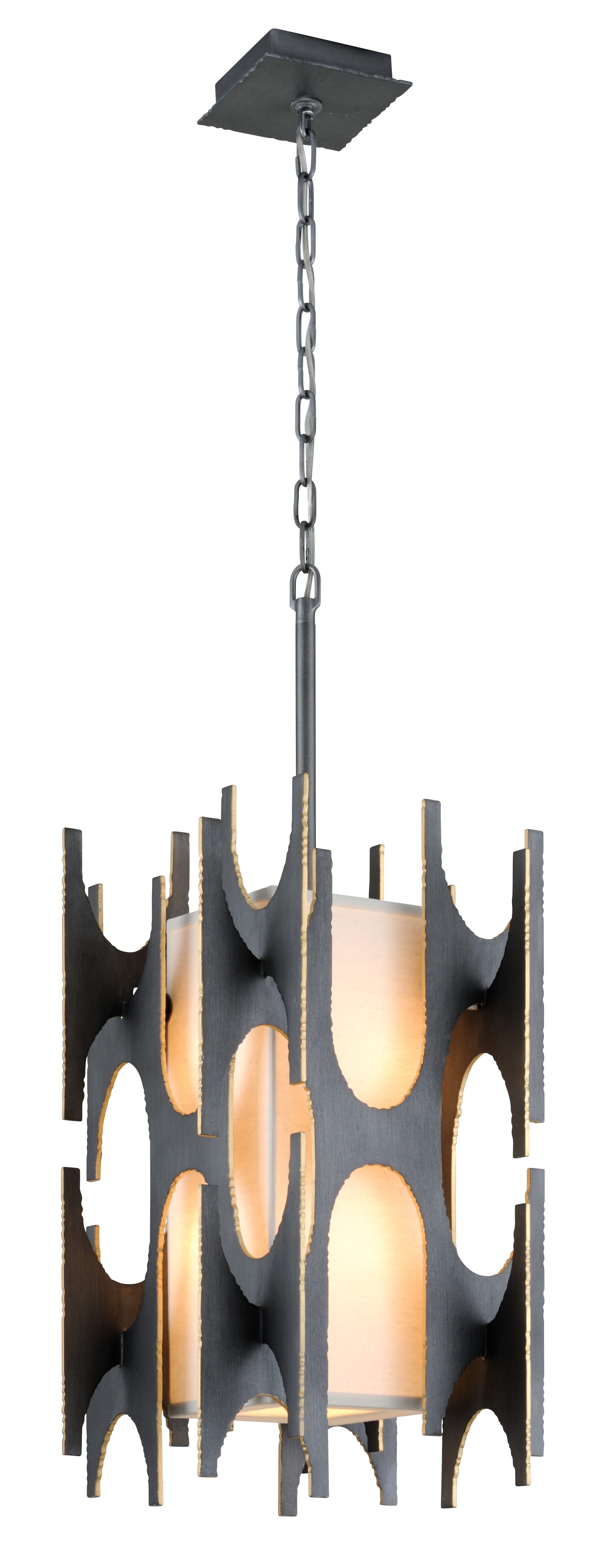 Corbett Confidant 4-Light 31" Pendant Light in Graphite With Gold Leaf Highlght