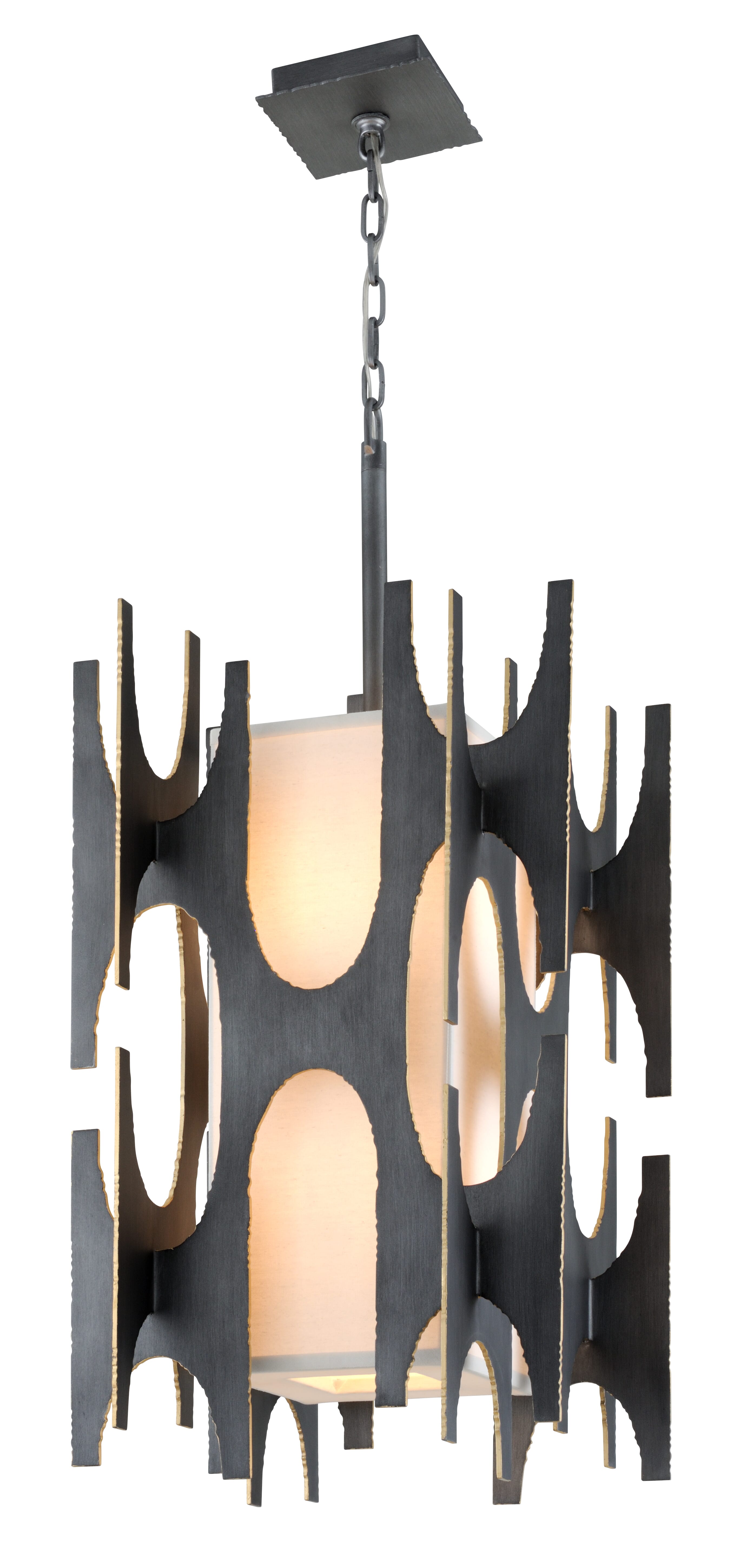 Corbett Confidant 8-Light 40" Pendant Light in Graphite With Gold Leaf Highlght