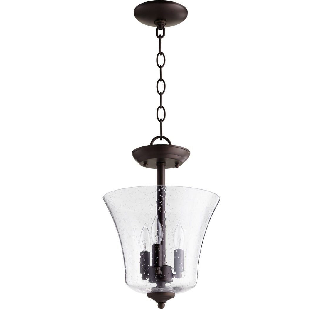 Quorum Transitional 3-Light 10" Pendant Light in Oiled Bronze with