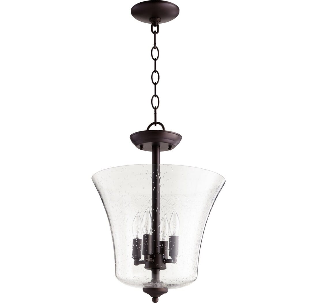 Quorum Transitional 4-Light 13" Pendant Light in Oiled Bronze with