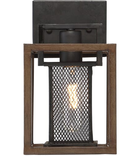 Varaluz Rio Lobo Bathroom Vanity Light in Dark Oak with Black