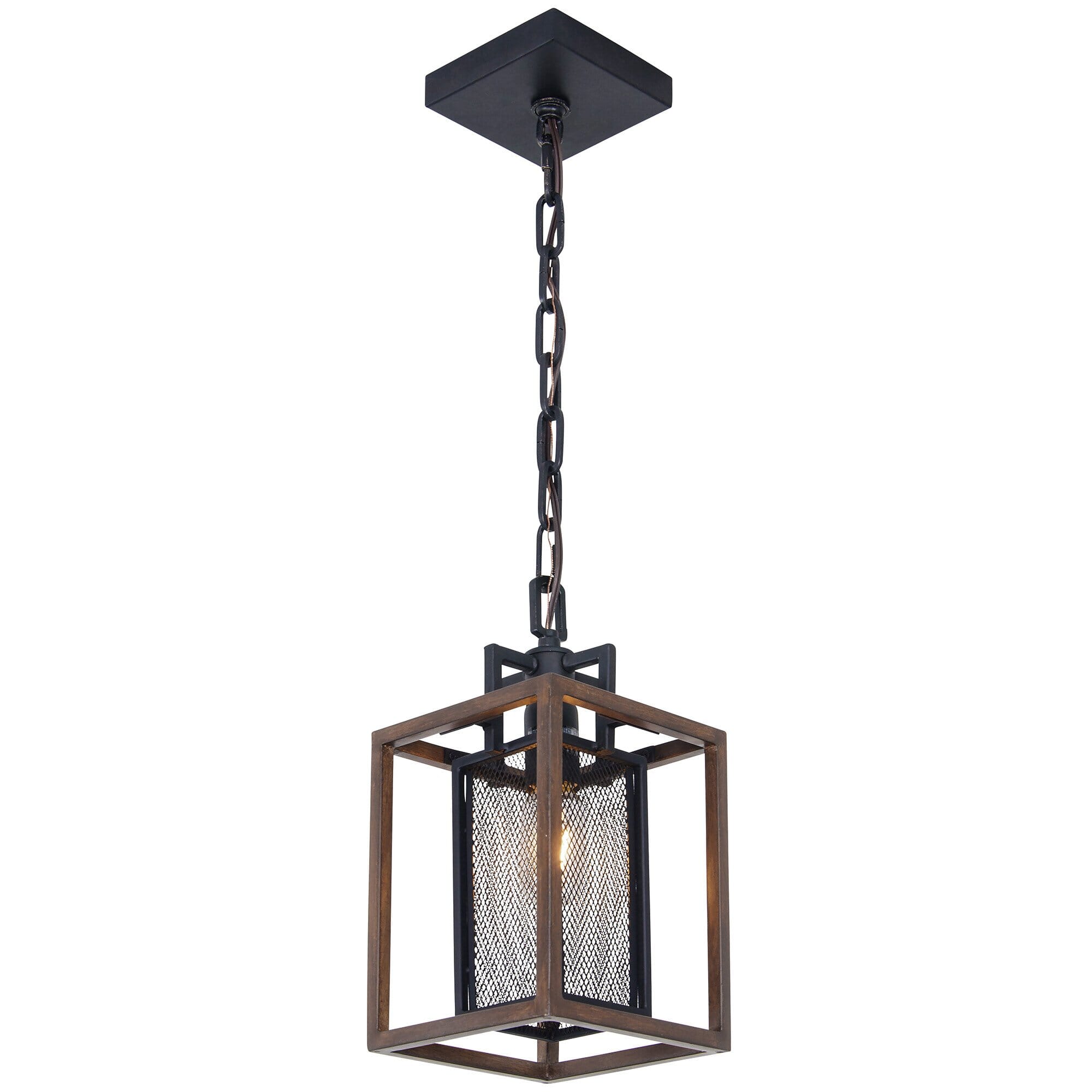 Varaluz Rio Lobo Mini Pendant in Dark Oak with Black