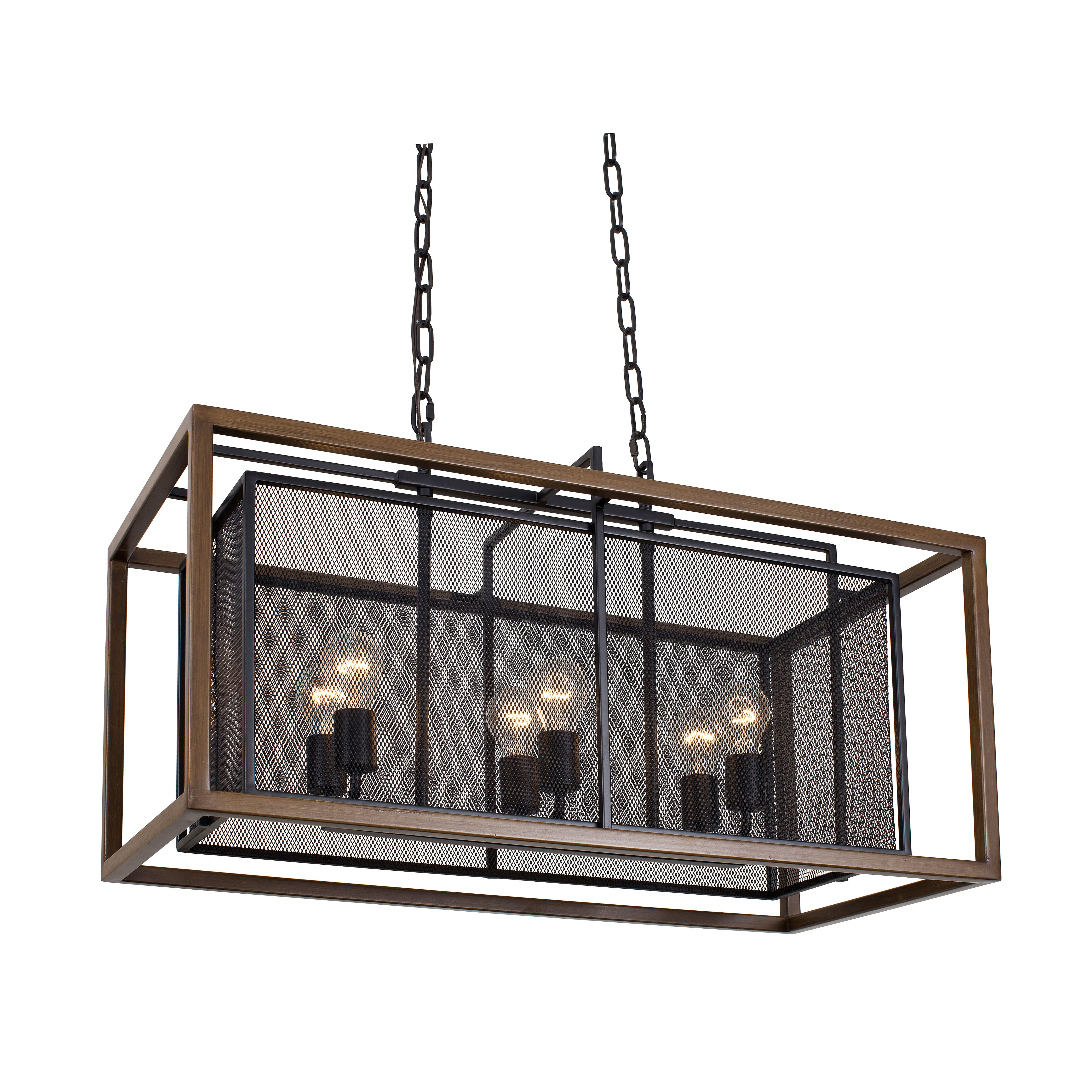 Varaluz Rio Lobo 6-Light 32" Linear Pendant in Dark Oak with Black