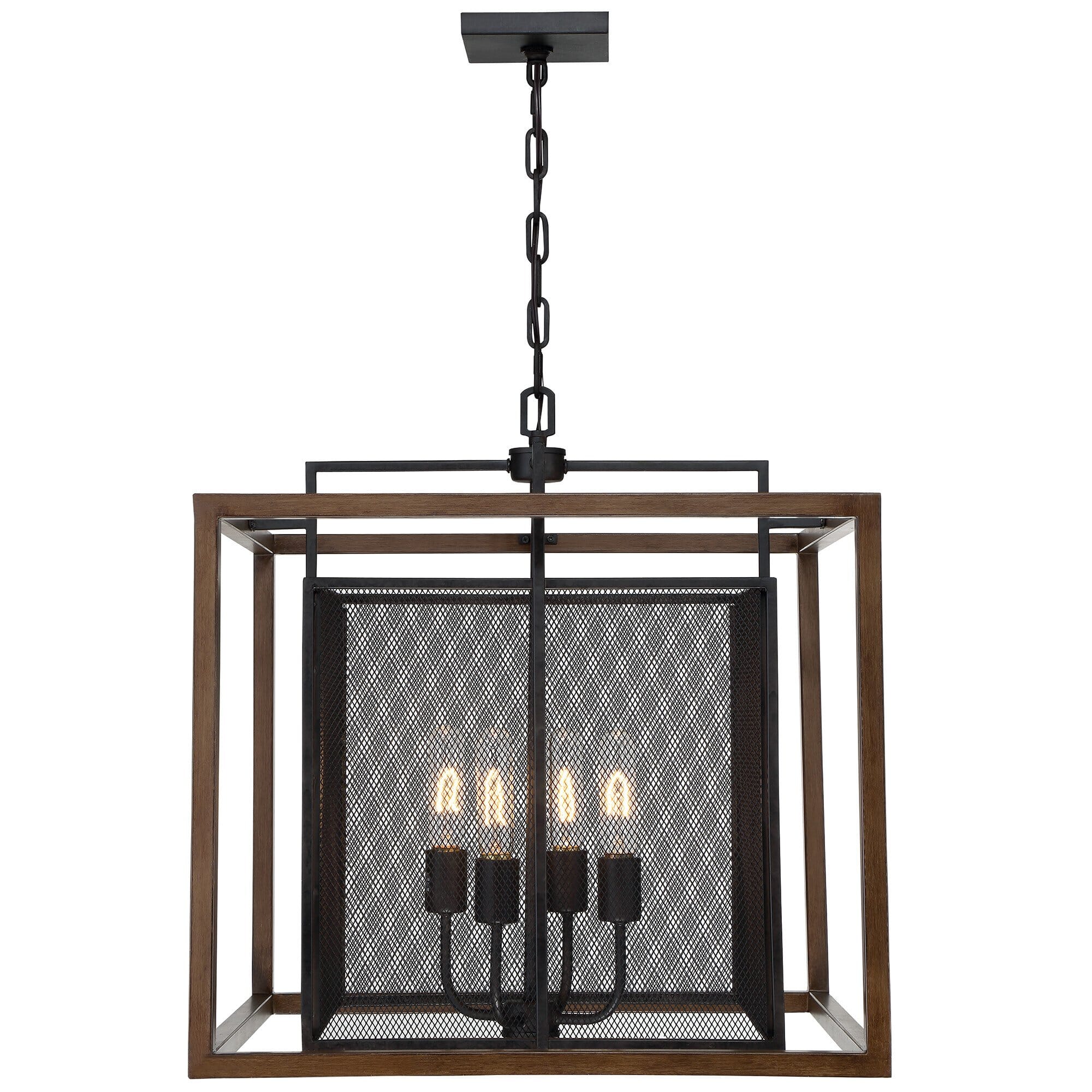 Varaluz Rio Lobo 4-Light Pendant Light in Dark Oak with Black