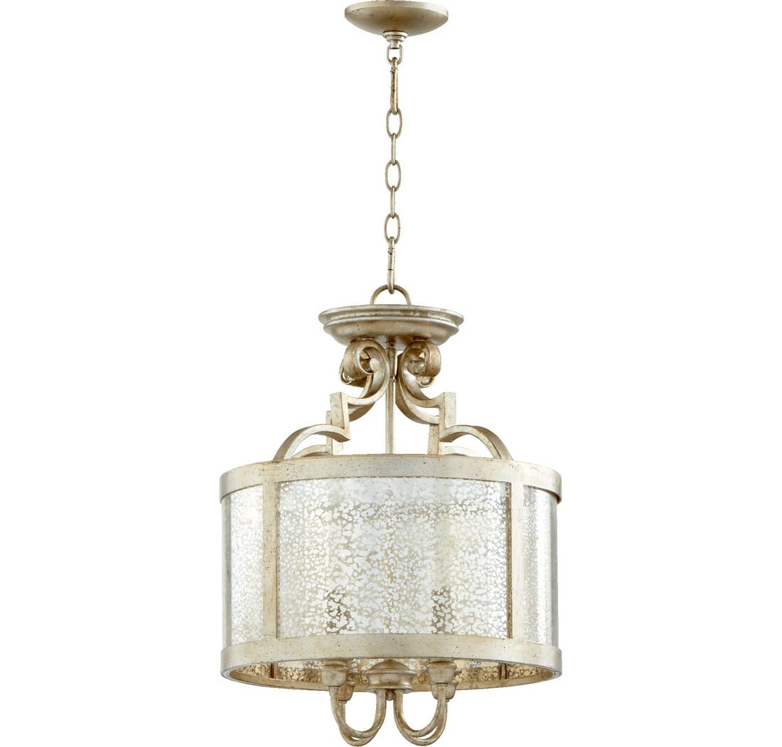 Quorum Champlain 4-Light 16" Pendant Light in Aged Silver Leaf