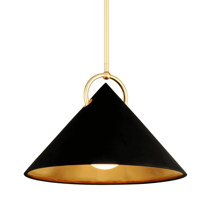 Corbett Charm Modern Chandelier in Black And Gold Leaf