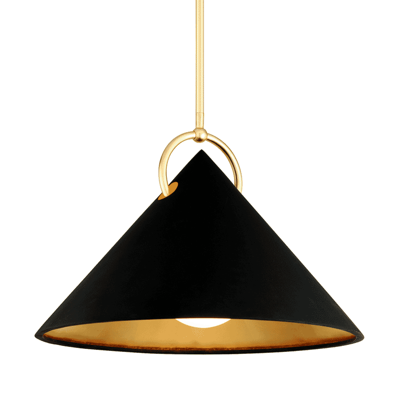 Corbett Charm Modern Chandelier in Black And Gold Leaf