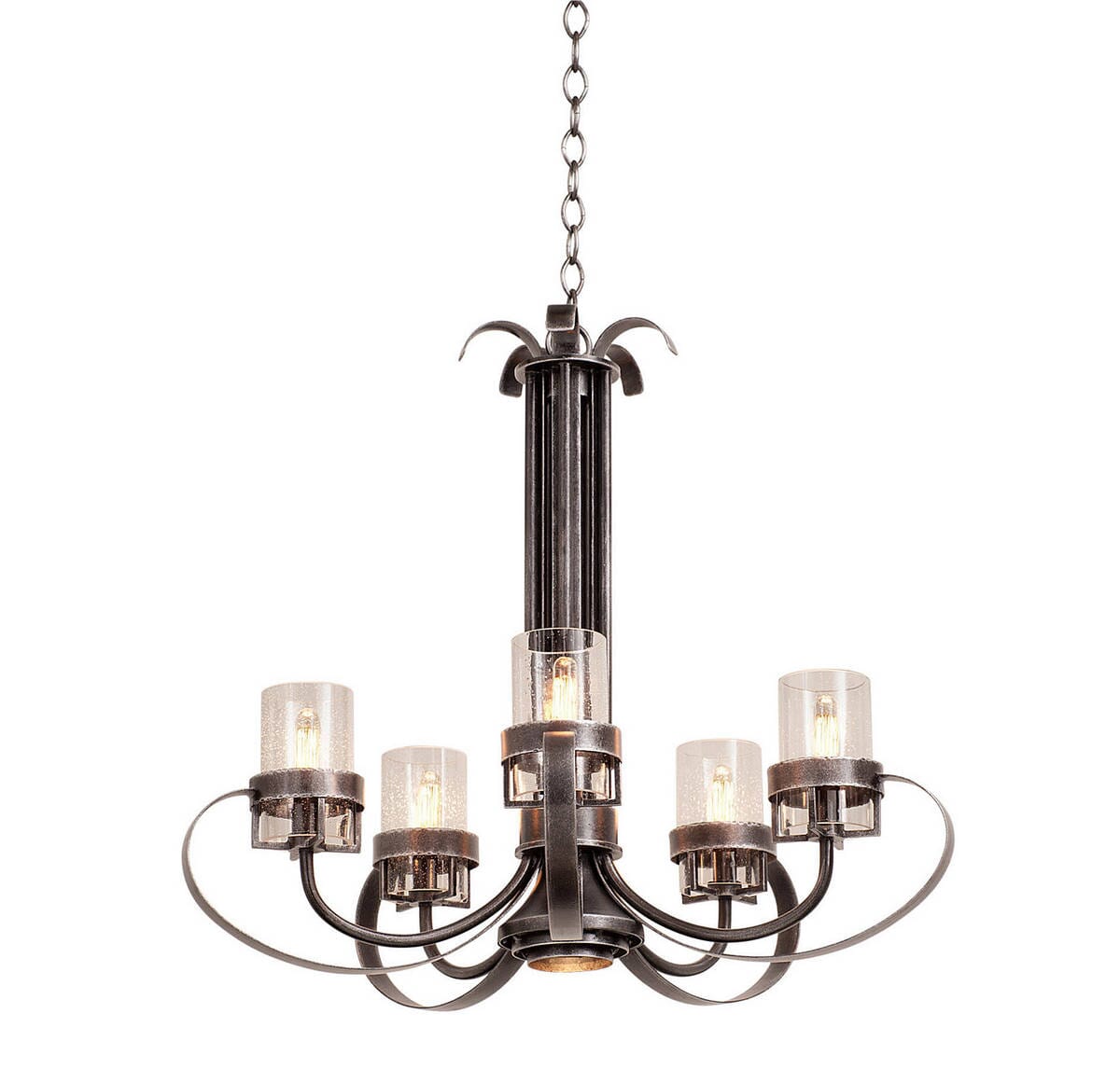 Kalco Bexley 6-Light Industrial Chandelier in Vintage Iron