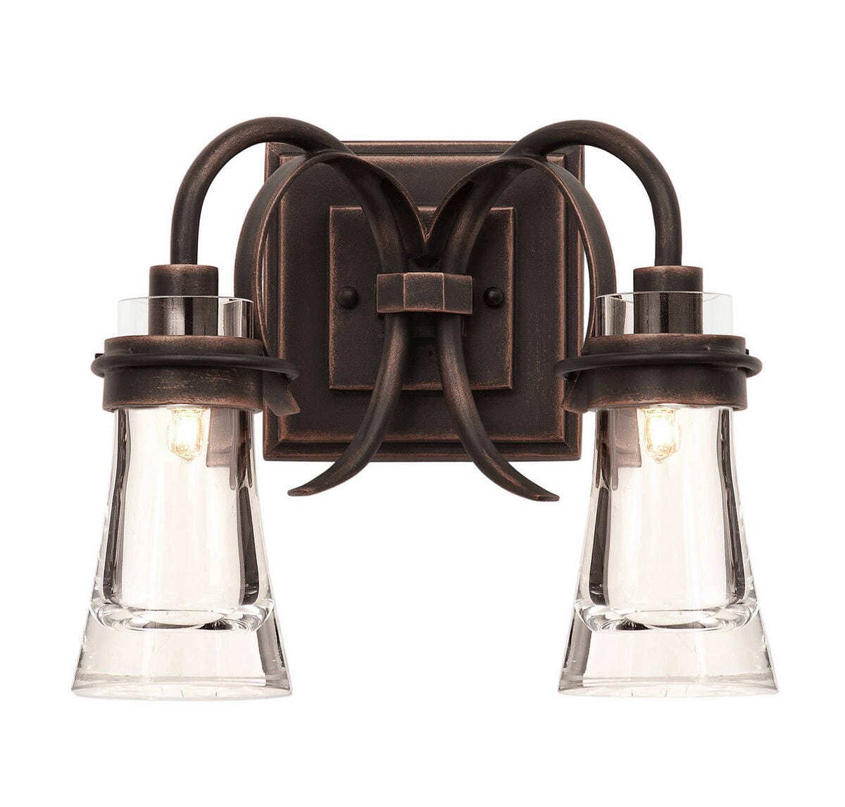 Kalco Dover 2-Light 13" Bathroom Vanity Light in Antique Copper