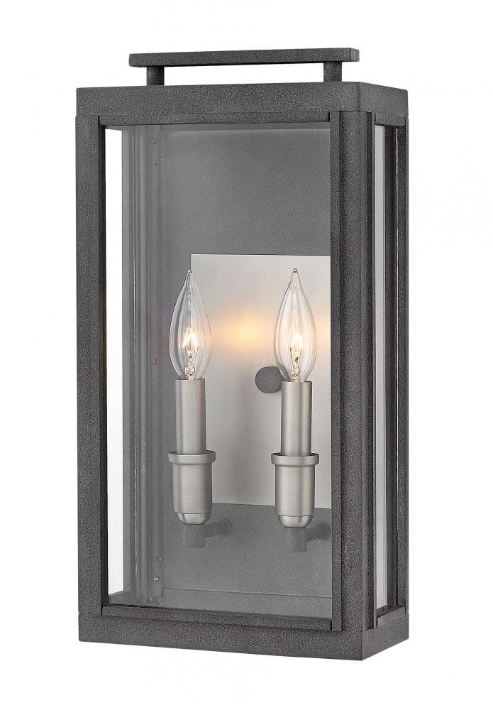 Hinkley Sutcliffe 2-Light Outdoor Medium Wall Mount in Aged Zinc