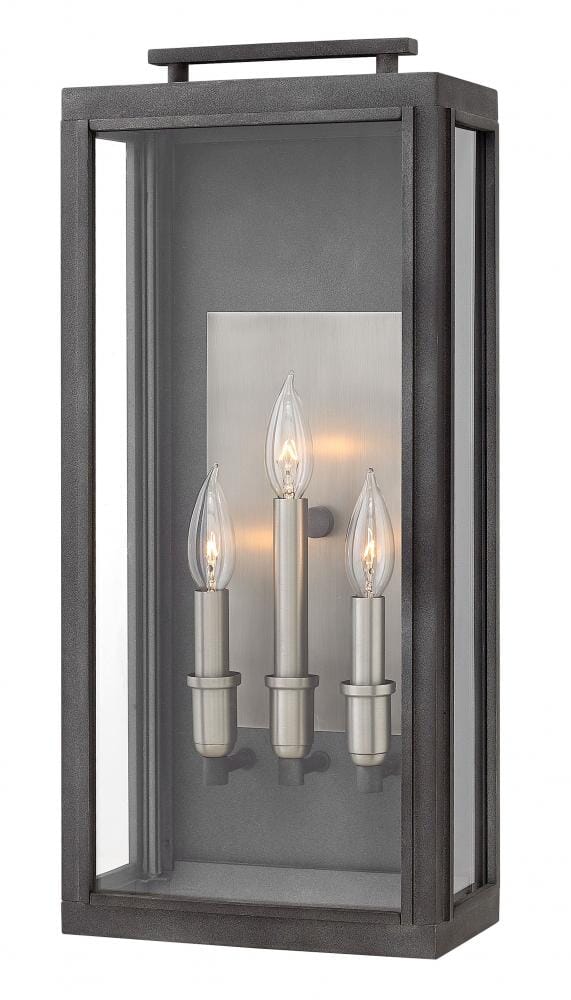 Hinkley Sutcliffe 3-Light Outdoor Large Wall Mount in Aged Zinc