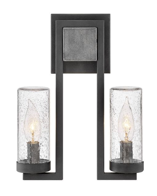 Hinkley Sawyer 2-Light 12" Outdoor Wall Light in Aged Zinc