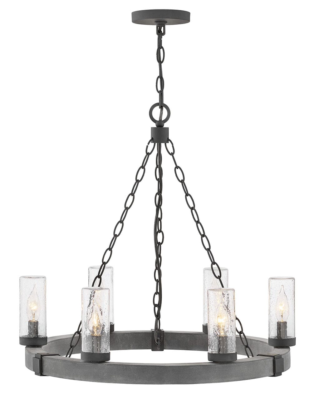 Hinkley Sawyer 6-Light Outdoor Hanging Light in Aged Zinc