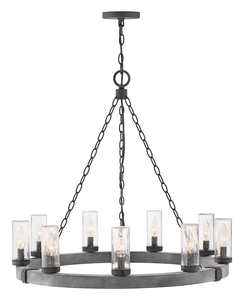 Hinkley Sawyer 9-Light Outdoor Hanging Light in Aged Zinc