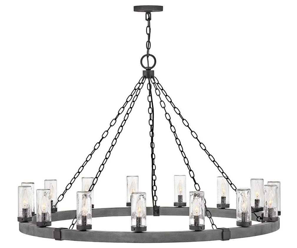 Hinkley Sawyer 15-Light Outdoor Chandelier in Aged Zinc