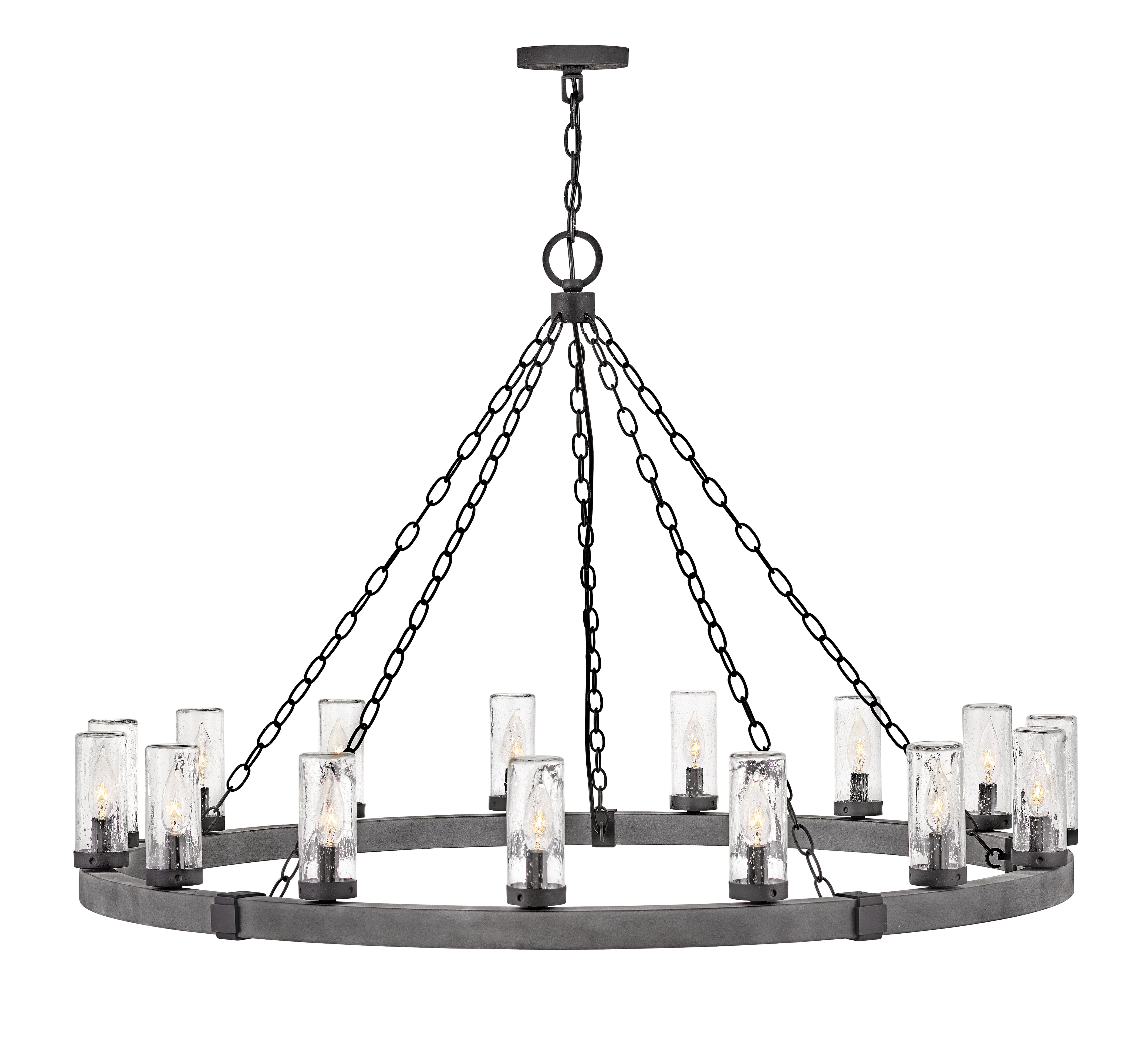 Hinkley Sawyer 15-Light Outdoor Hanging Light in Aged Zinc