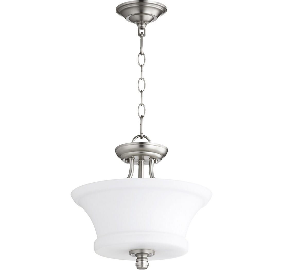 Quorum Rossington 2-Light 13" Pendant Light in Satin Nickel