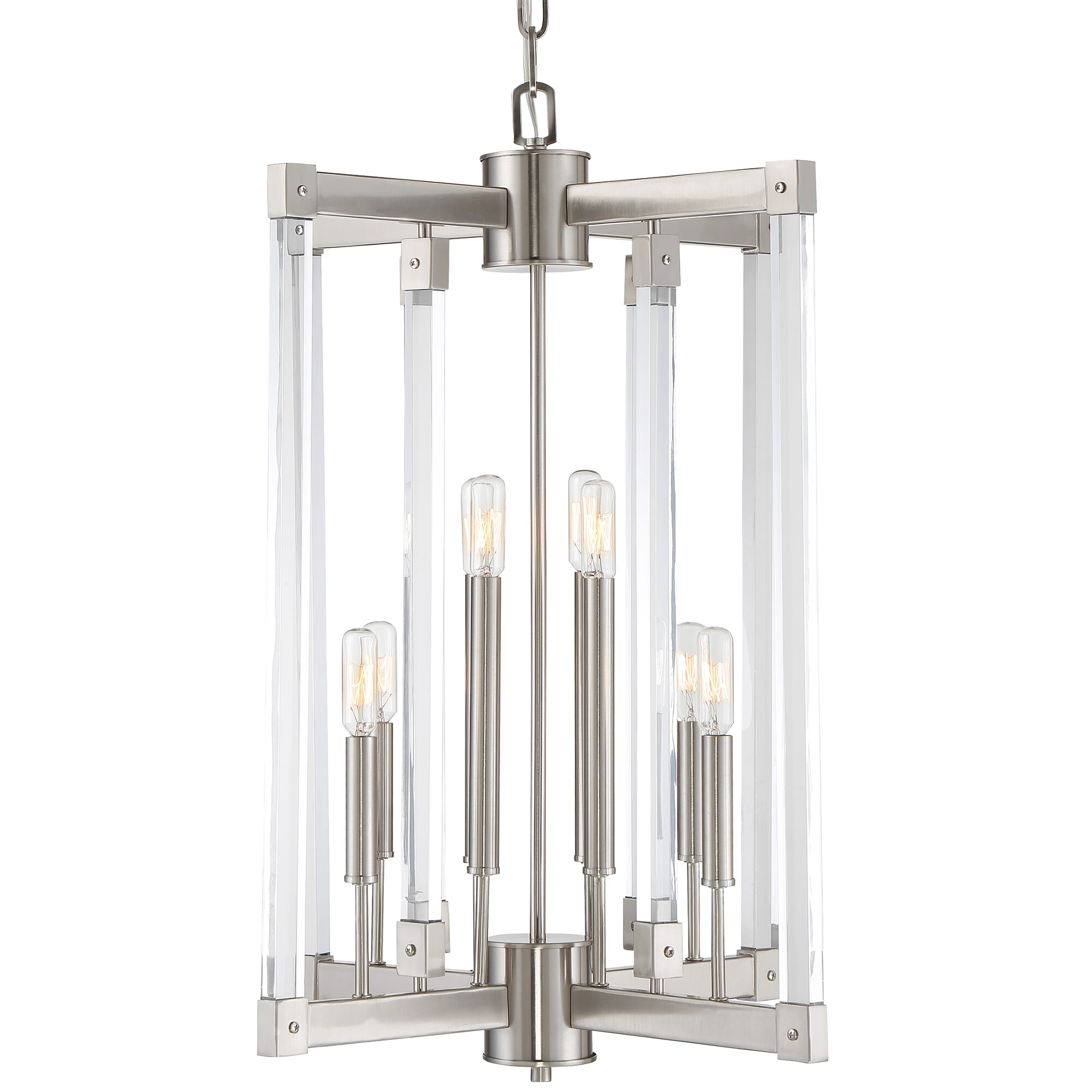 Varaluz Halcyon 8-Light Transitional Chandelier in Satin Nickel