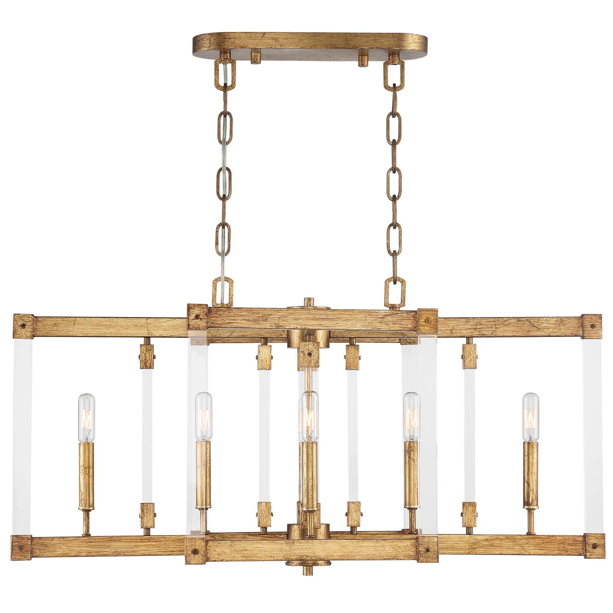 Varaluz Halcyon 6-Light 34" Linear Pendant in Antiqued Gold Leaf