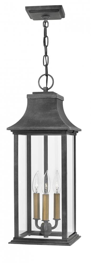 Hinkley Adair Americana 3-Light Outdoor Hanging Lantern in Aged Zinc