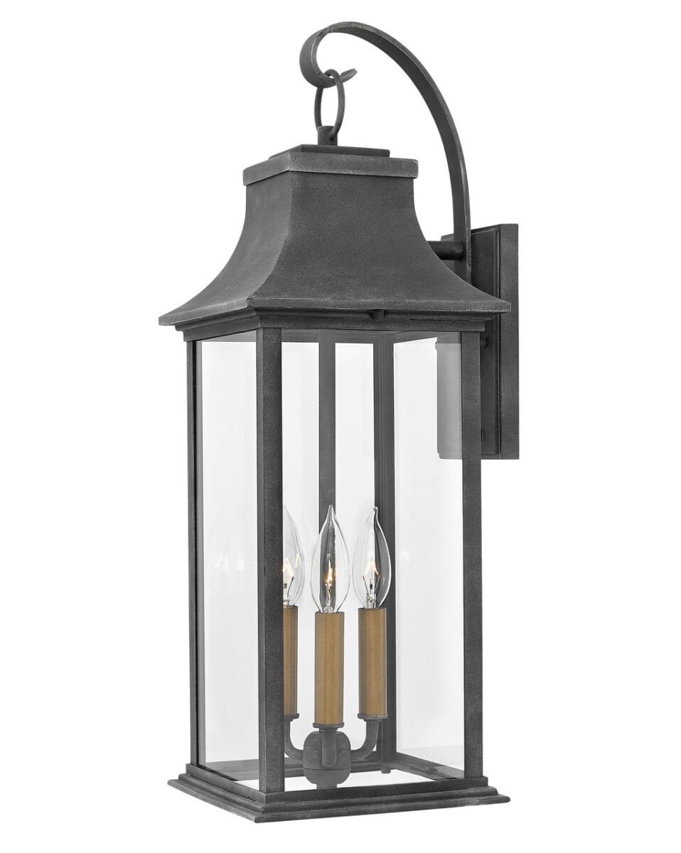 Hinkley Adair Outdoor Large Wall Lantern in Aged Zinc