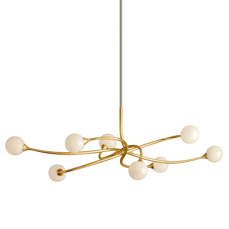 Corbett Signature 8-Light Modern Chandelier in Gold Leaf