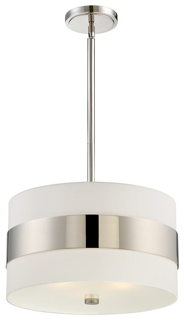 Libby Langdon for Crystorama Grayson 10" Drum Pendant in Polished Nickel