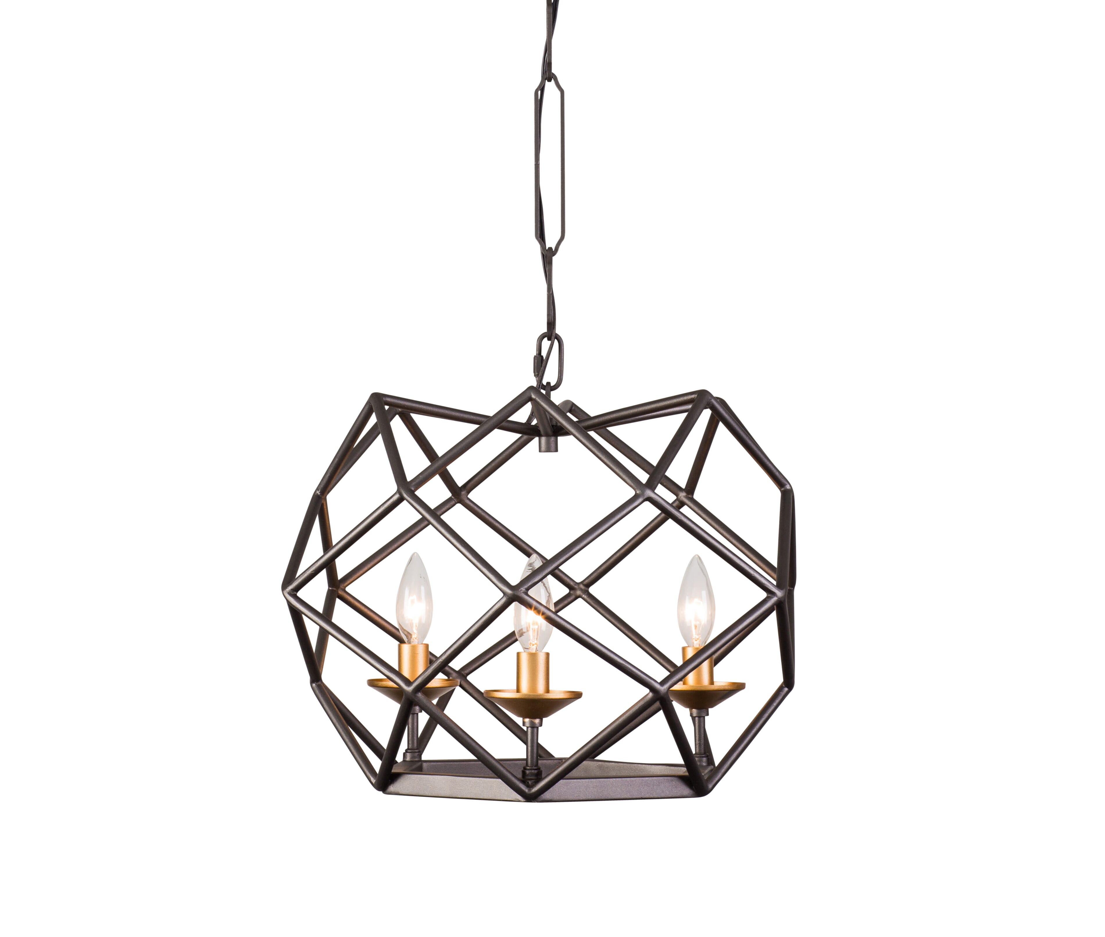 Varaluz Geo 3-Light Pendant Light in Antique Gold with Rustic Bronze