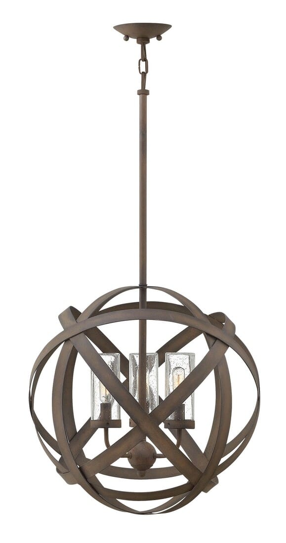 Hinkley Carson 3-Light Outdoor Chandelier in Vintage Iron