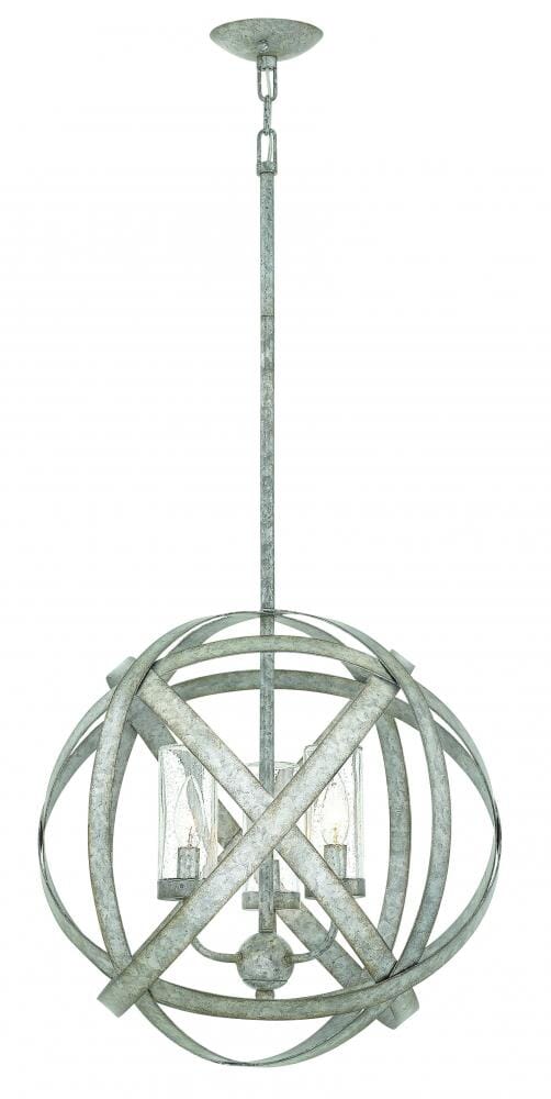 Hinkley Carson 3-Light Outdoor Chandelier in Weathered Zinc