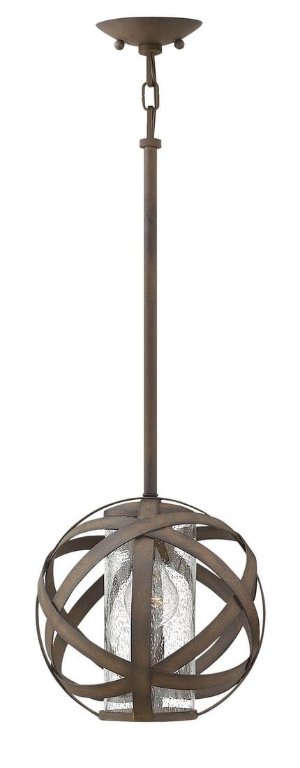 Hinkley Carson 1-Light Outdoor Stem Hung Pendant in Vintage Iron