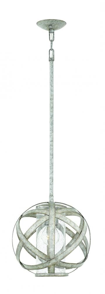 Hinkley Carson 1-Light Outdoor Stem Hung Pendant in Weathered Zinc