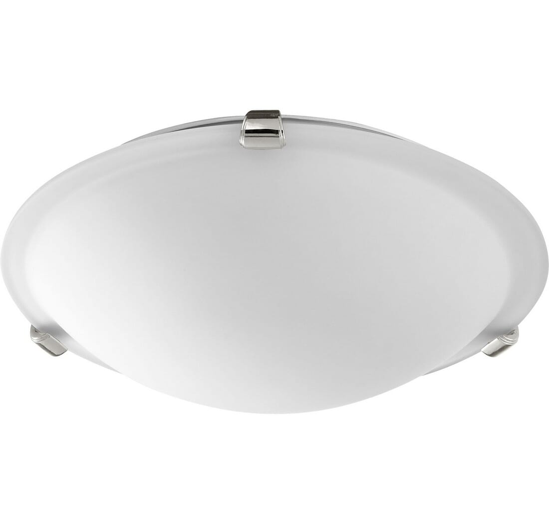 Quorum Quorum Home 2-Light 12" Ceiling Light in Polished Nickel with Satin Opal