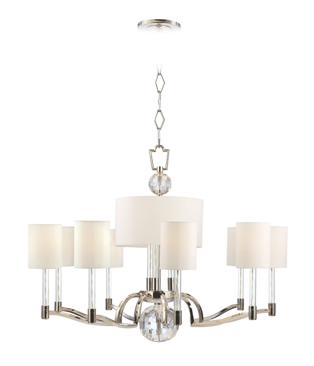 Hudson Valley Waterloo 12-Light Chandelier in Polished Nickel