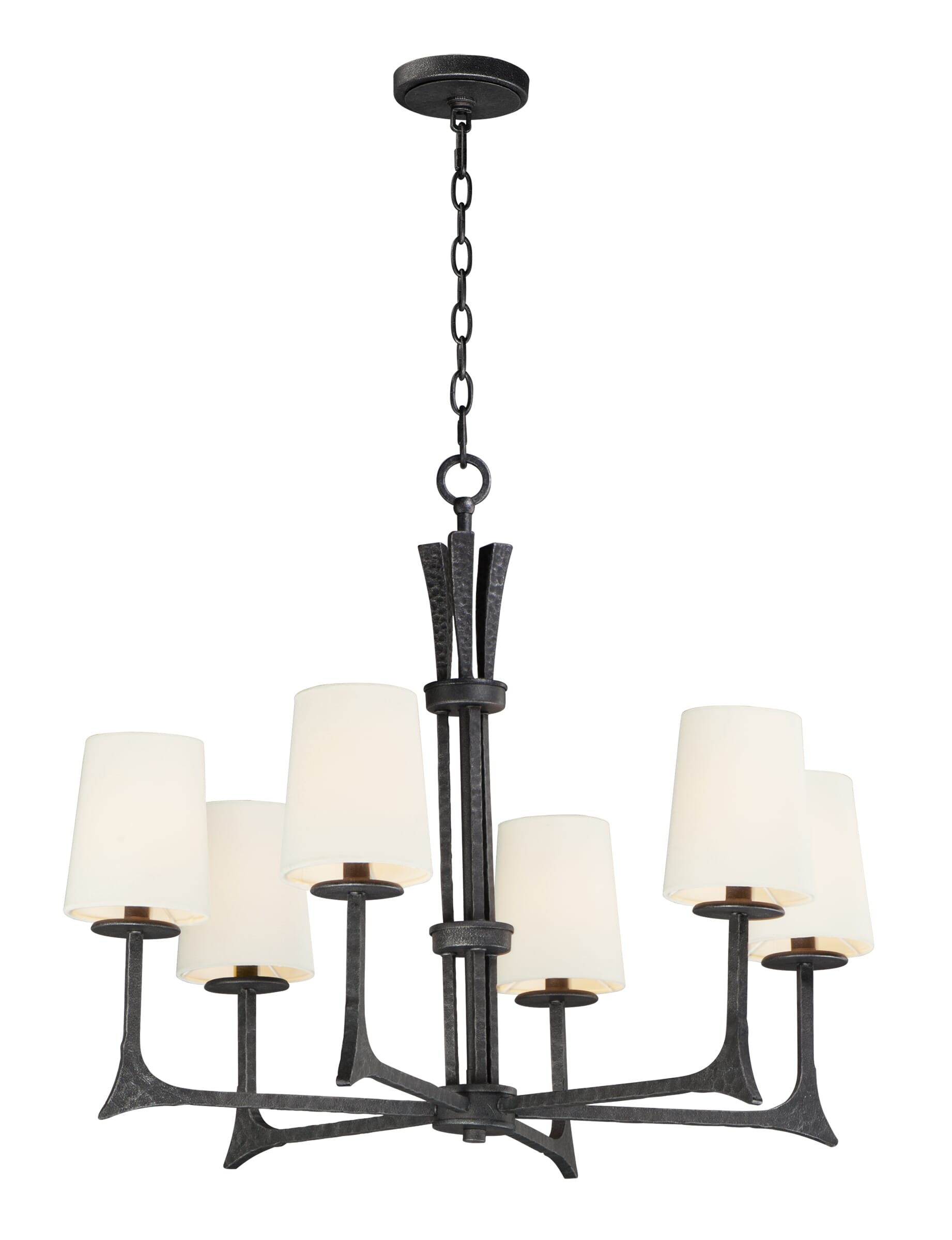 Maxim Lighting Anvil 24" 6-Light Pendant w/Fabric Shades in Natural Iron