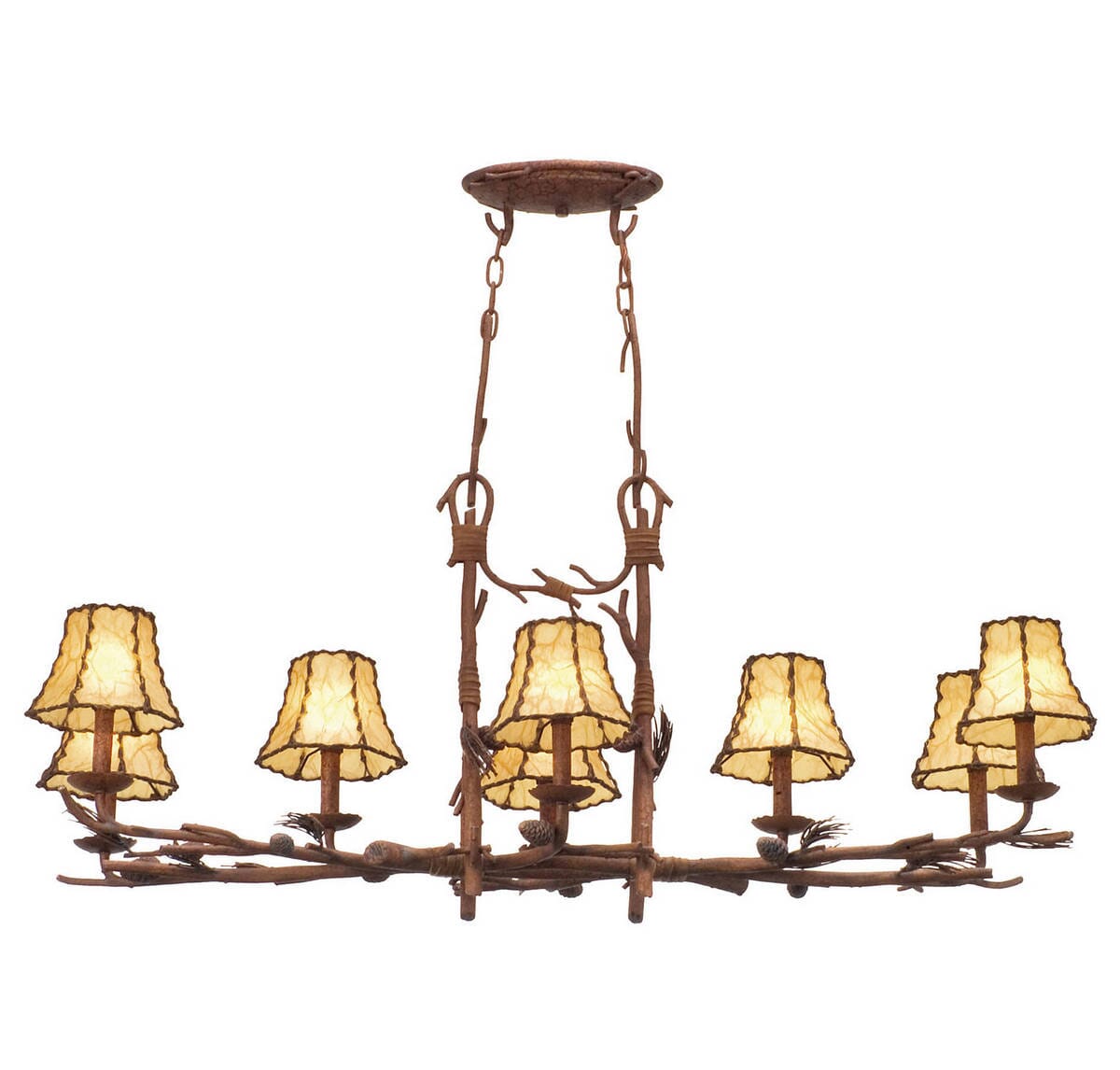 Kalco Ponderosa 8-Light Rectangular Chandelier in Ponderosa