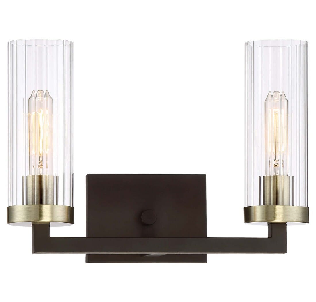 Minka Lavery Ainsley Court 2-Light 15" Bathroom Vanity Light in Aged Kinston Bronze with Brushed