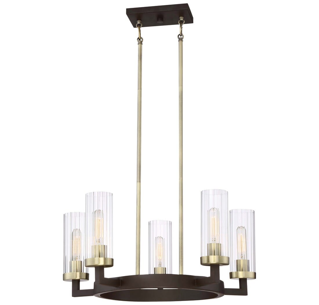 Minka Lavery Ainsley Court 5-Light 25" Transitional Chandelier in Aged Kinston Bronze with Brushed