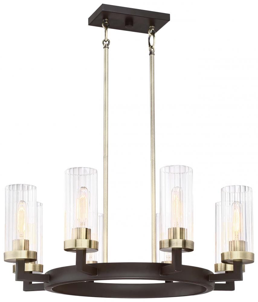 Minka Lavery Ainsley Court 8-Light 27" Pendant Light in Aged Kinston Bronze with Brushed