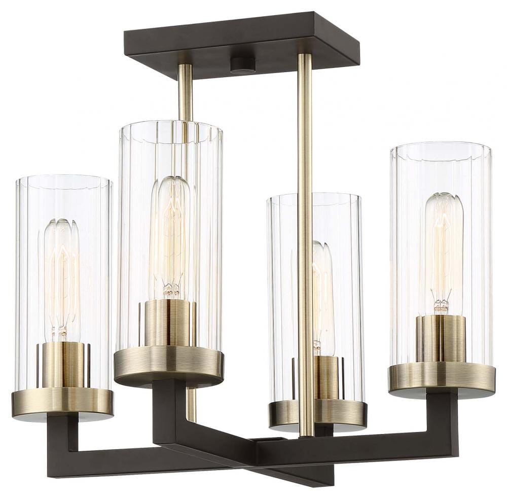 Minka Lavery Ainsley Court 4-Light 16" Ceiling Light in Aged Kinston Bronze with Brushed