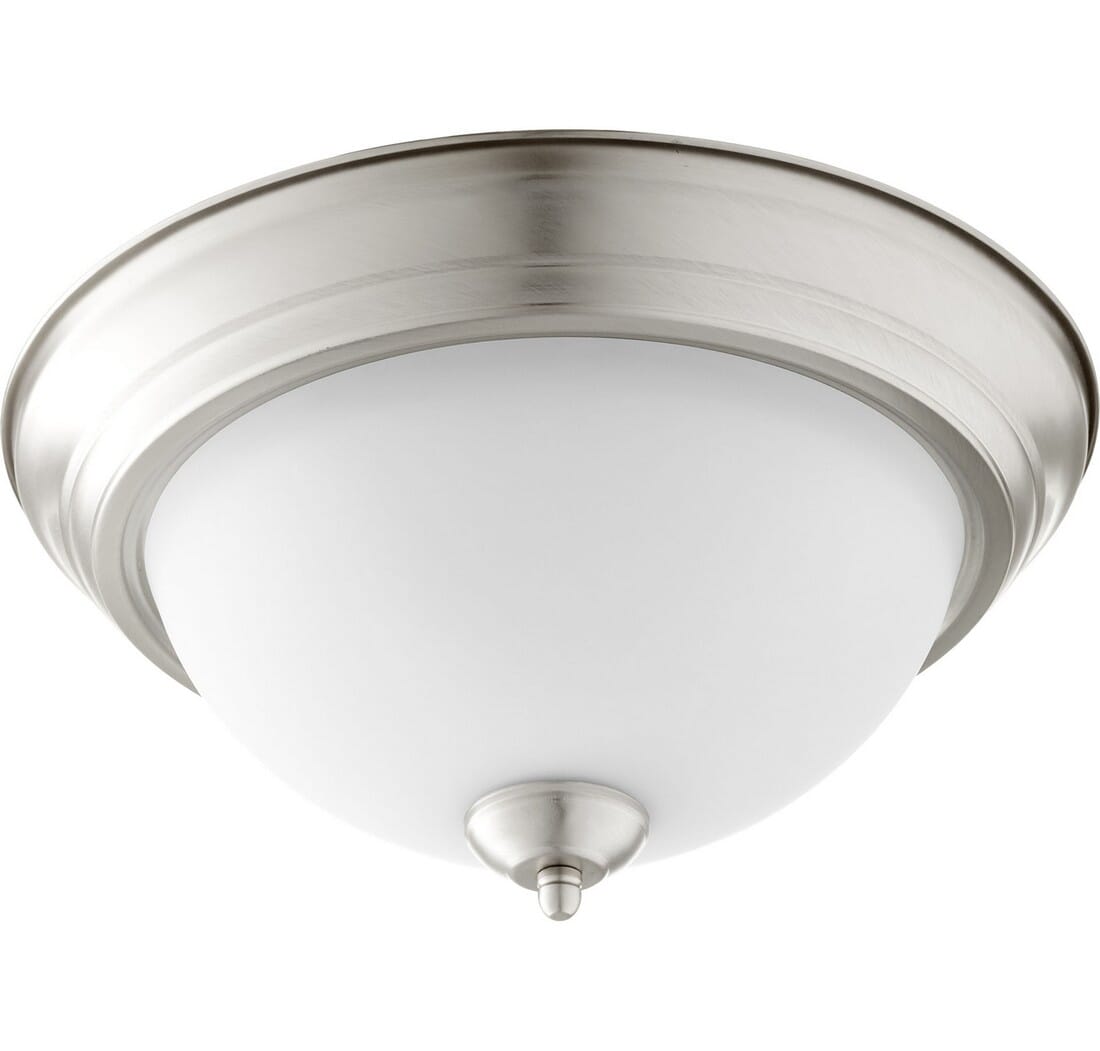 Quorum Quorum Home 2-Light 14" Ceiling Light in Satin Nickel with Satin Opal