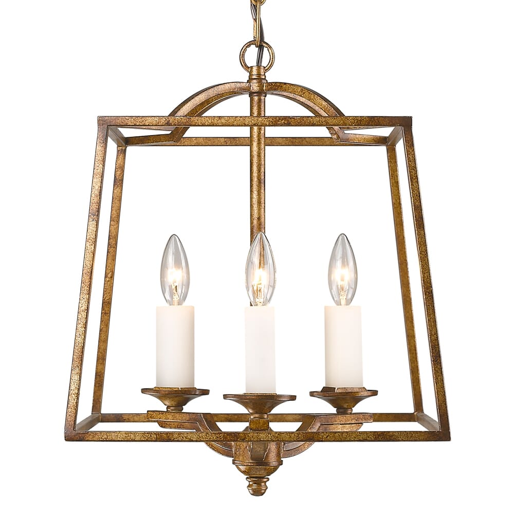 Golden Athena 3-Light Foyer Light in Grecian Gold