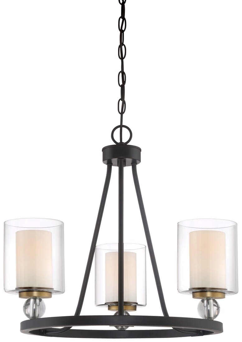 Minka Lavery Studio 5 3-Light Transitional Chandelier in Painted Bronze with Natural Brush