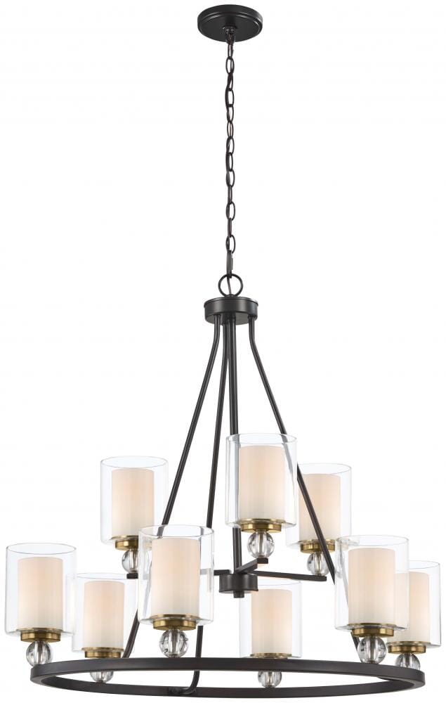 Minka Lavery Studio 5 9-Light Transitional Chandelier in Painted Bronze with Natural Brush