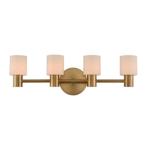 Kalco Harlowe 4-Light 26" Bathroom Vanity Light in Winter Brass