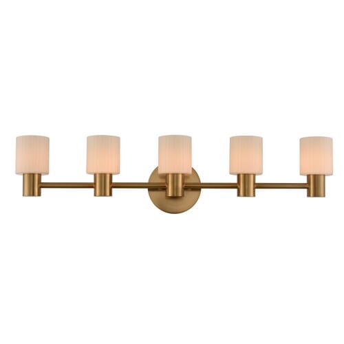 Kalco Harlowe 5-Light 34" Bathroom Vanity Light in Winter Brass