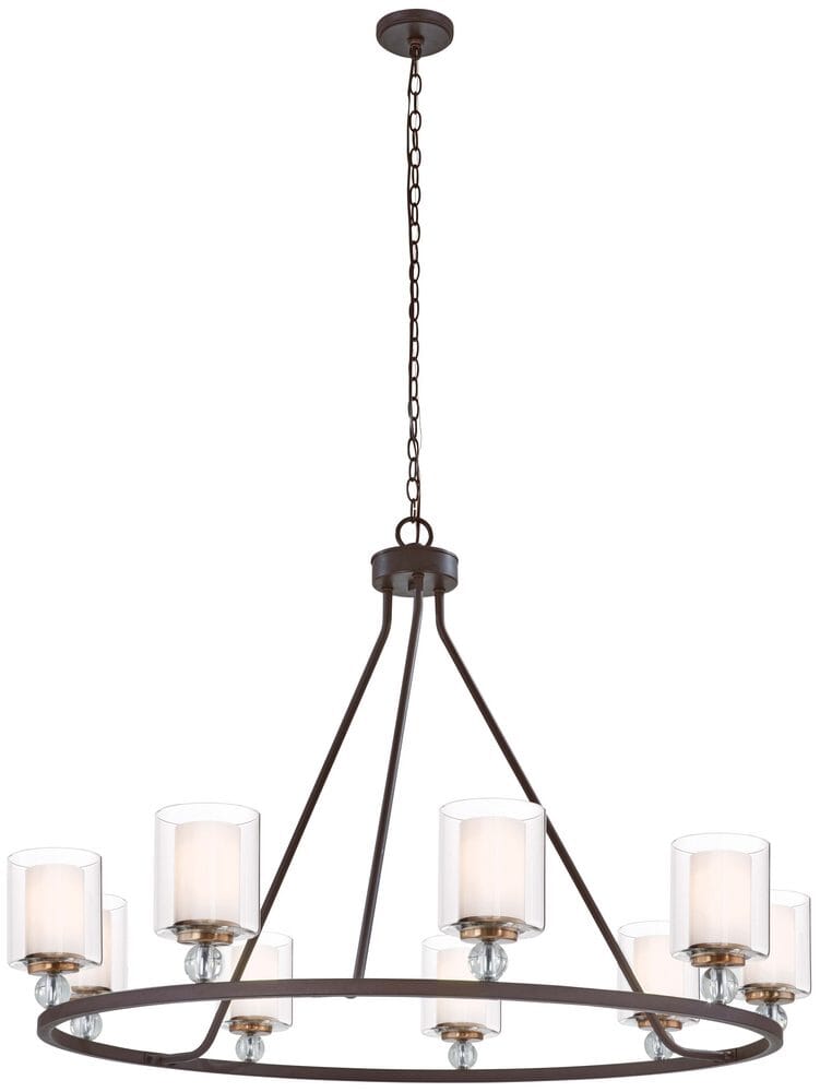 Minka Lavery Studio 5 9-Light Transitional Chandelier in Painted Bronze with Natural Brush