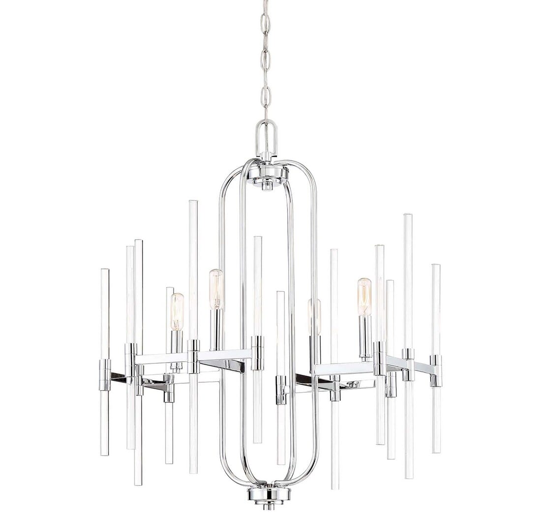 Minka Lavery Pillar 4-Light 22" Transitional Chandelier in Chrome