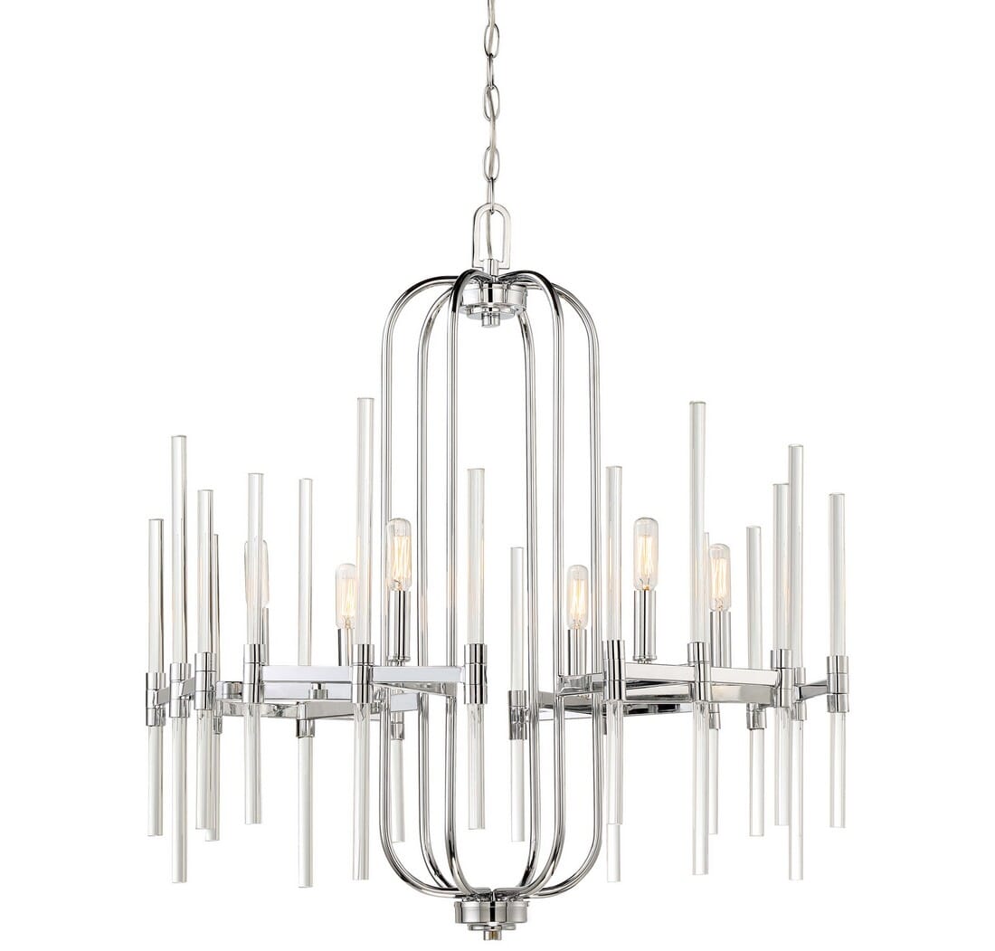 Minka Lavery Pillar 6-Light 26" Chandelier in Chrome